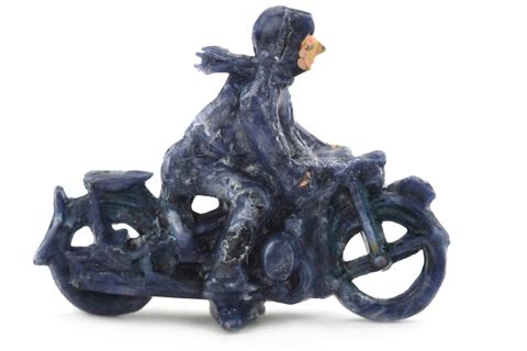 Motorradfahrer, misch-blau
