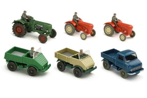 Konvolut 6 Unimog/Traktoren der 1960er/70er Jahre