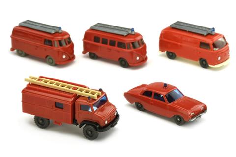Konvolut 5 Feuerwehr-Modelle der 60er/70er Jahre