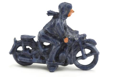 Motorradfahrer, dunkles misch-blau