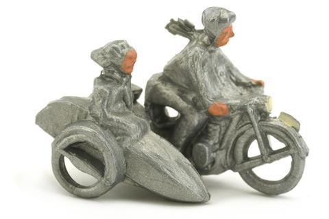 Motorradfahrer mit Beiwagen, silbern