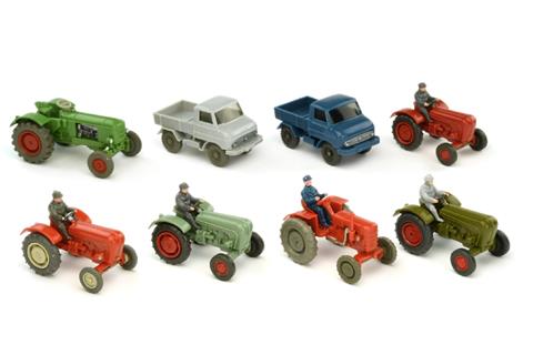 Konvolut 8 Unimog/Traktoren der 1960er/70er Jahre