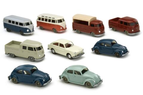 Konvolut 9 VW-PKW der 1960er Jahre
