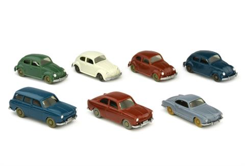 Konvolut 7 VW-PKW der 1960er Jahre
